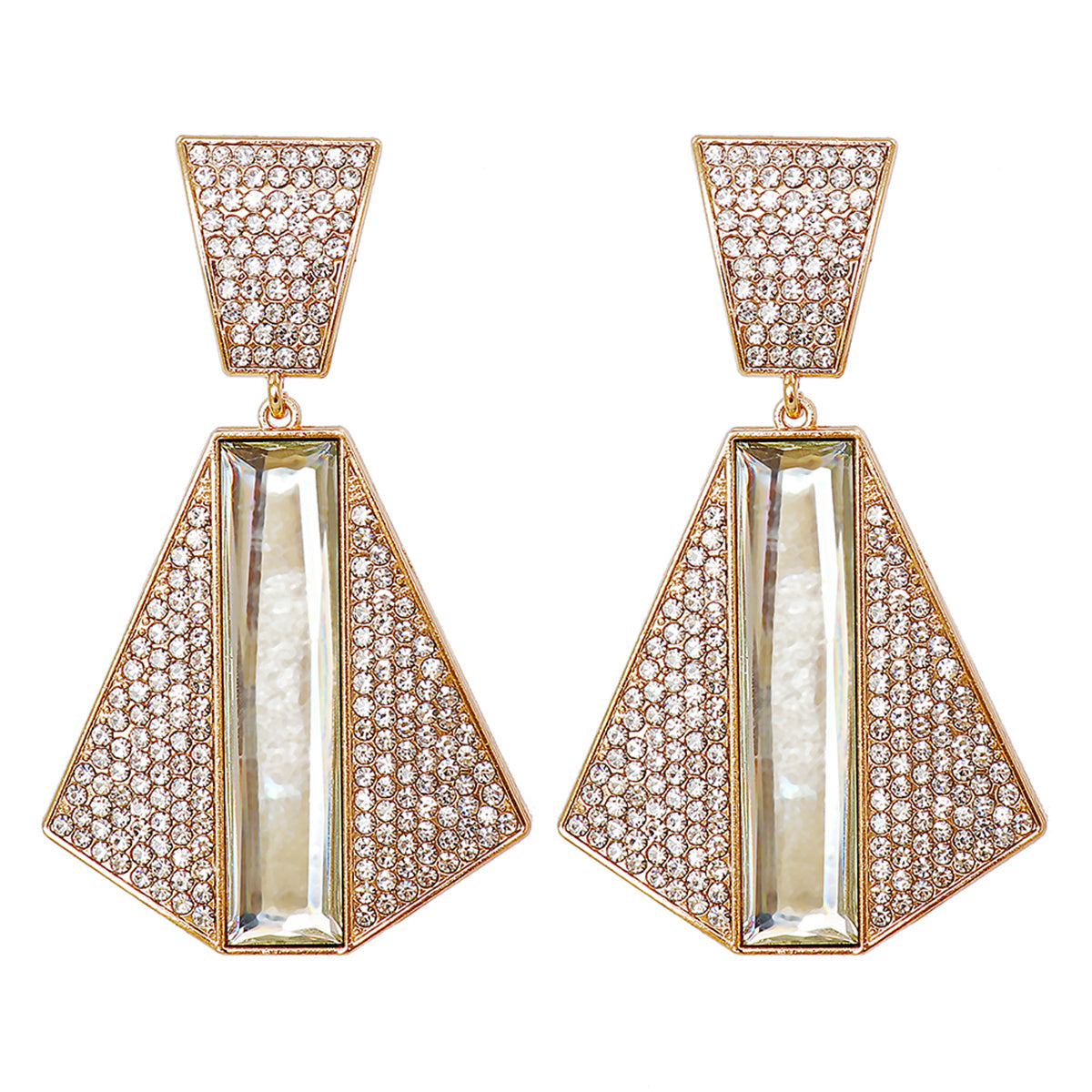 Cubic Zirconia & Baguette Crystal Drop Earrings