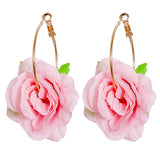 Pink Mesh & 18k Gold-Plated Flower Hoop Earrings
