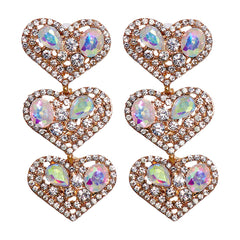 Cubic Zirconia & Crystal 18K Gold-Plated Tiered Heart Drop Earrings