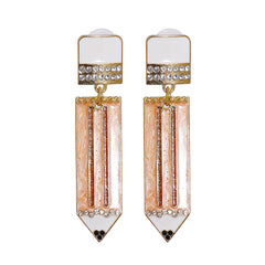 Cubic Zirconia & Enamel 18K Gold-Plated Pencil Drop Earrings