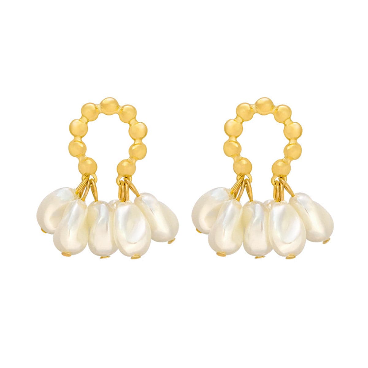 Pearl & 18K Gold-Plated Cluster Drop Earrings