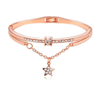 Cubic Zirconia & Rose Goldtone Star Charm Bracelet