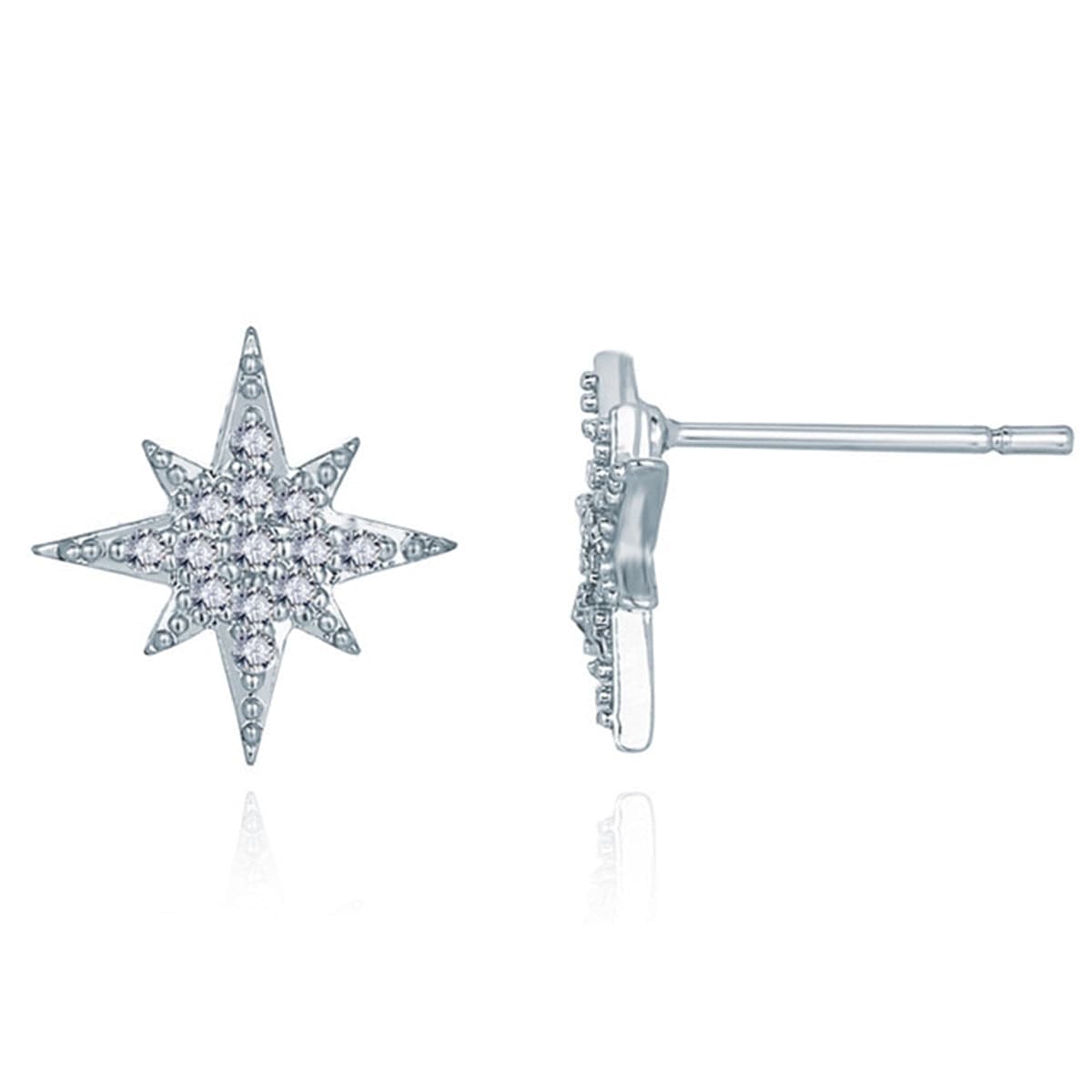 Cubic Zirconia & Silver-Plated Starburst Stud Earrings