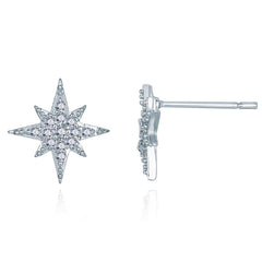 Cubic Zirconia & Silver-Plated Starburst Stud Earrings
