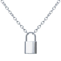 Silvertone Lock Pendant Necklace