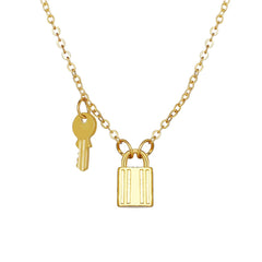 18K Gold-Plated Key & Lock Pendant Necklace