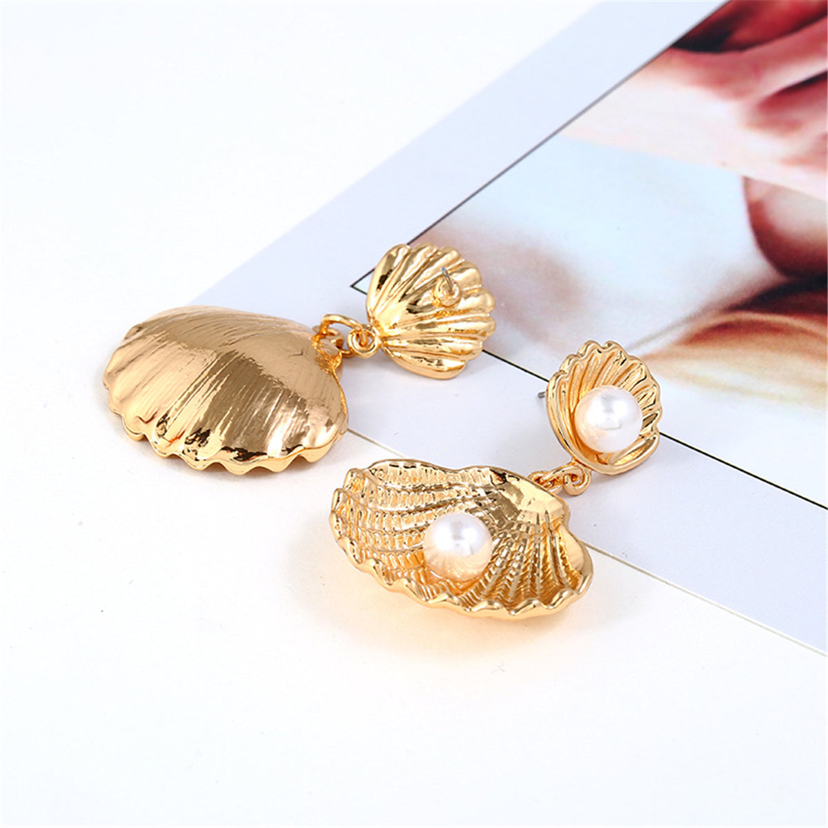 Pearl & 18K Gold-Plated Shell Drop Earrings