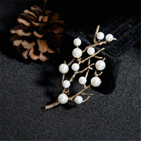 Imitation Pearl & Cubic Zirconia Branch Brooch
