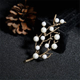 Imitation Pearl & Cubic Zirconia Branch Brooch