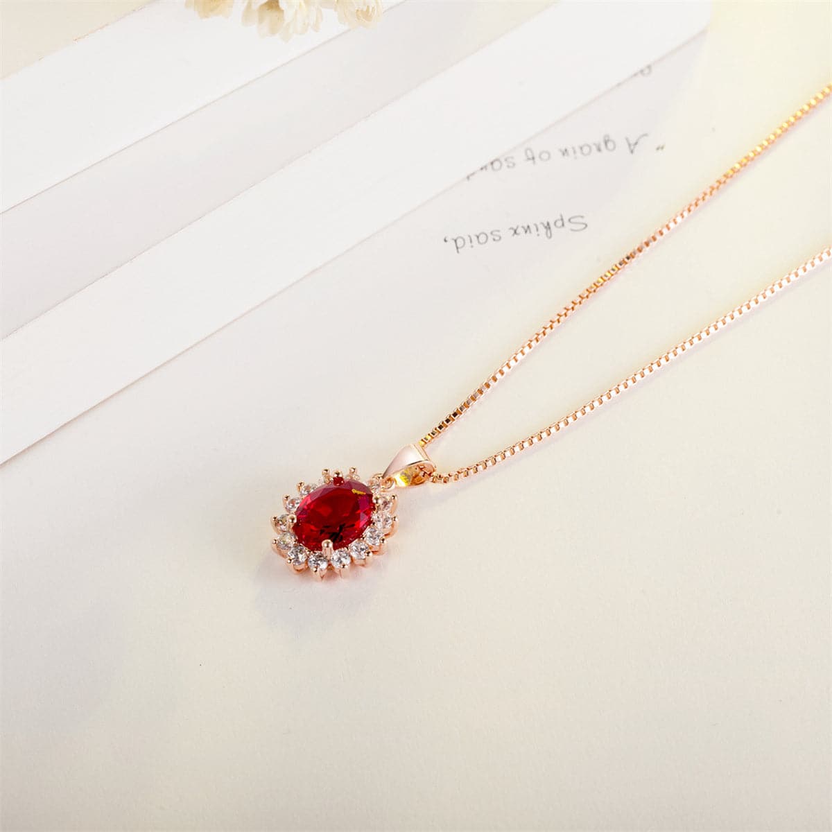 cubic zirconia & 18k Rose Gold-Plated Floral Pendant Necklace - streetregion