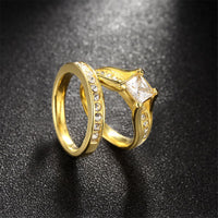 Crystal & Goldtone Stainless Steel Wedding Ring Set - streetregion