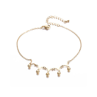 18K Rose Gold-Plated Crown Charm Anklet, rose gold anklet bracelet, elegant gift for her, styled look