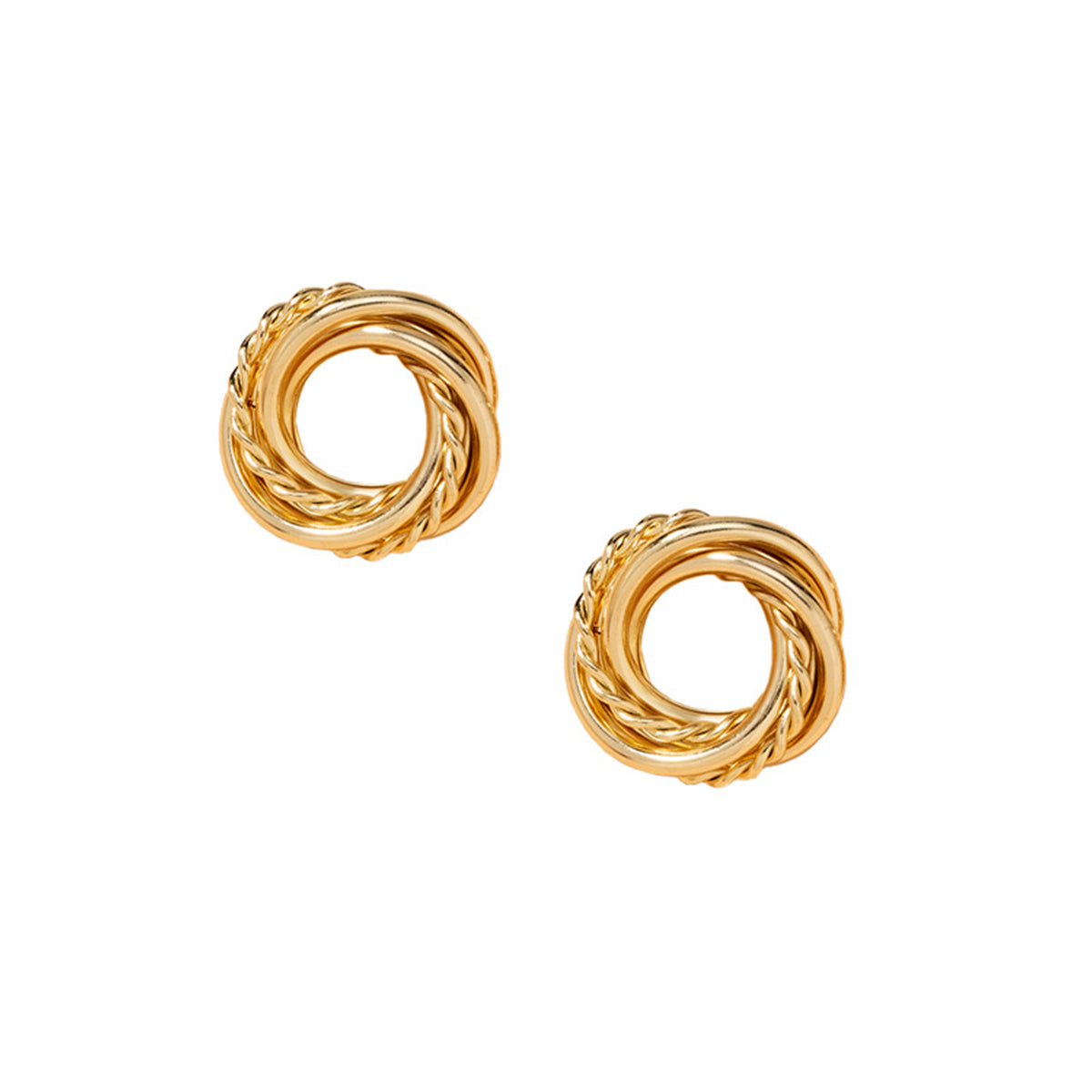 18K Gold-Plated Open Twine Stud Earrings, gold stud earrings for women, everyday style, side view