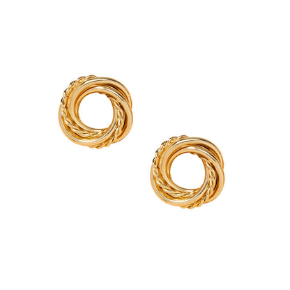18K Gold-Plated Open Twine Stud Earrings, gold stud earrings for women, everyday style, side view