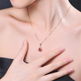 cubic zirconia & 18k Rose Gold-Plated Floral Open Pendant Necklace - streetregion