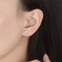 Orange & Silver-Plated Asymmetrical Stud Earrings
