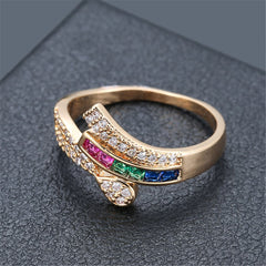 Rainbow Crystal & Cubic Zirconia Teardrop Ring