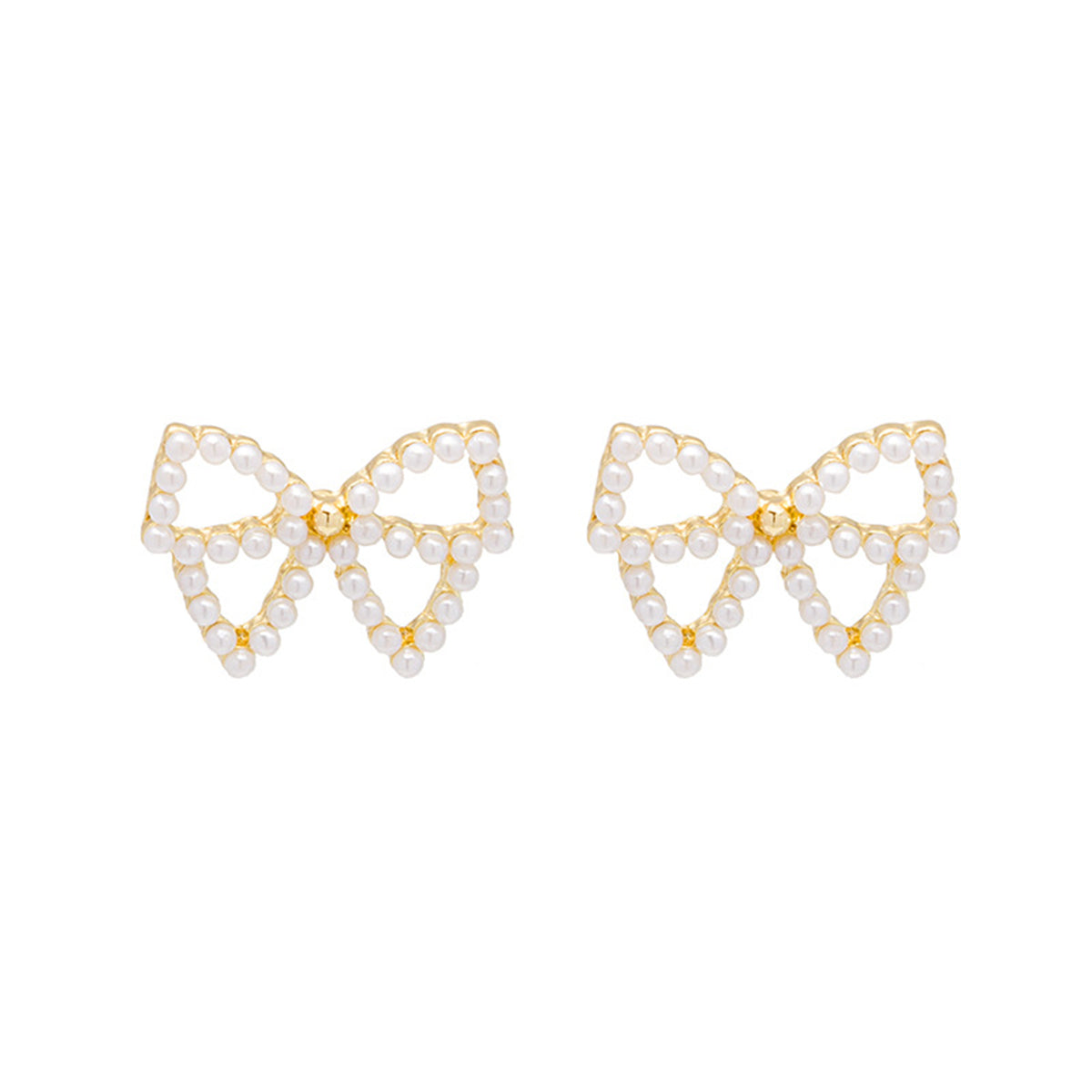Pearl and 18K Gold-Plated Bow Stud Earrings, gold stud earrings for women, elegant gift for her, styled look