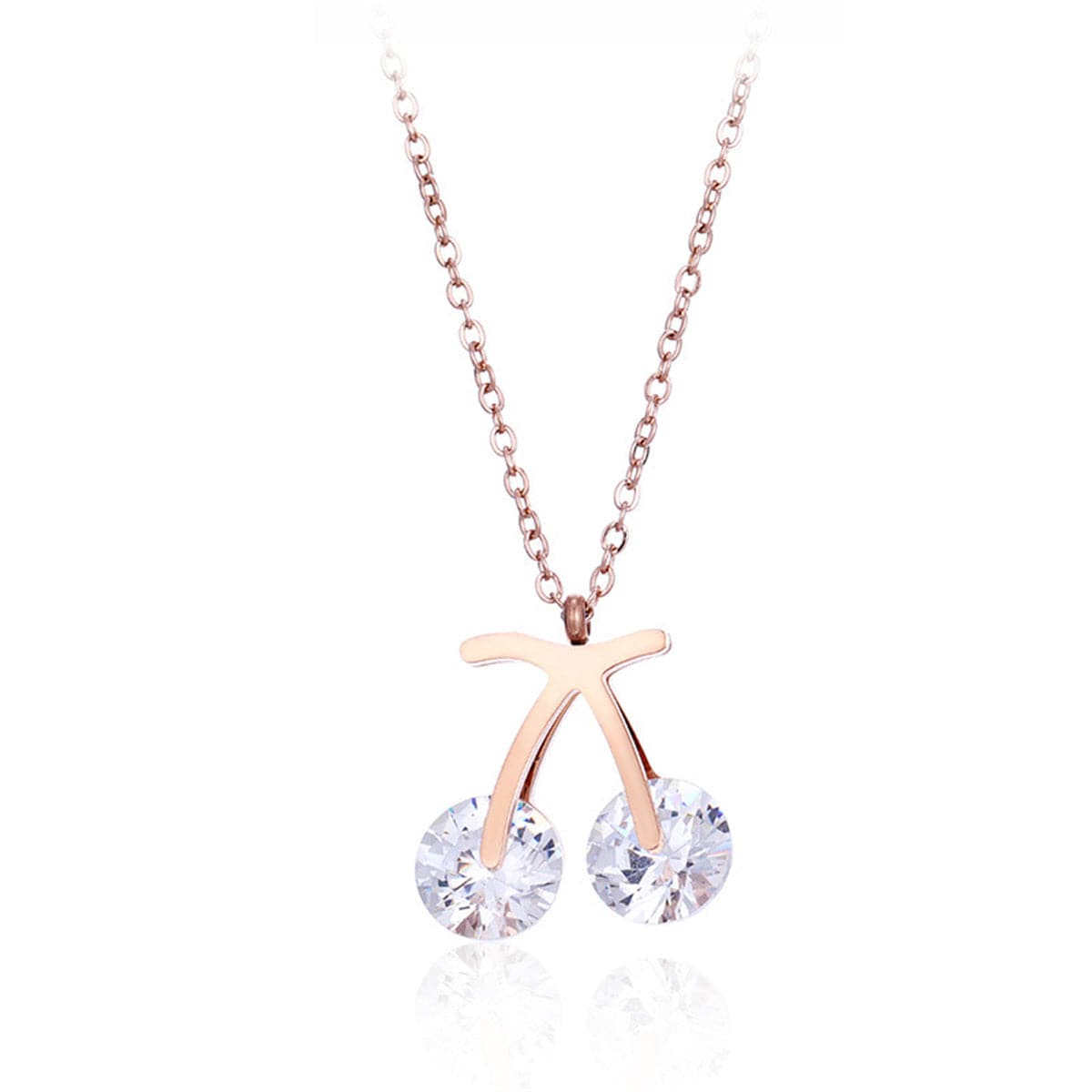 cubic zirconia & 18k Rose Gold-Plated Cherry Pendant Necklace - streetregion