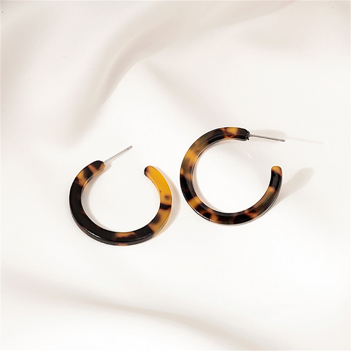 Mottled Brown Hoop Earrings