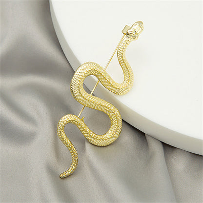 18K Gold-Plated Snake Cut Brooch, gold brooch pin, botanical inspired, detail close-up