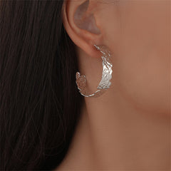 Silver-Plated Hammered Hoop Earrings