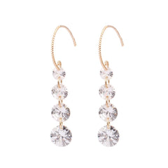 Cubic Zirconia & 18K Gold-Plated Linked Threader Earrings