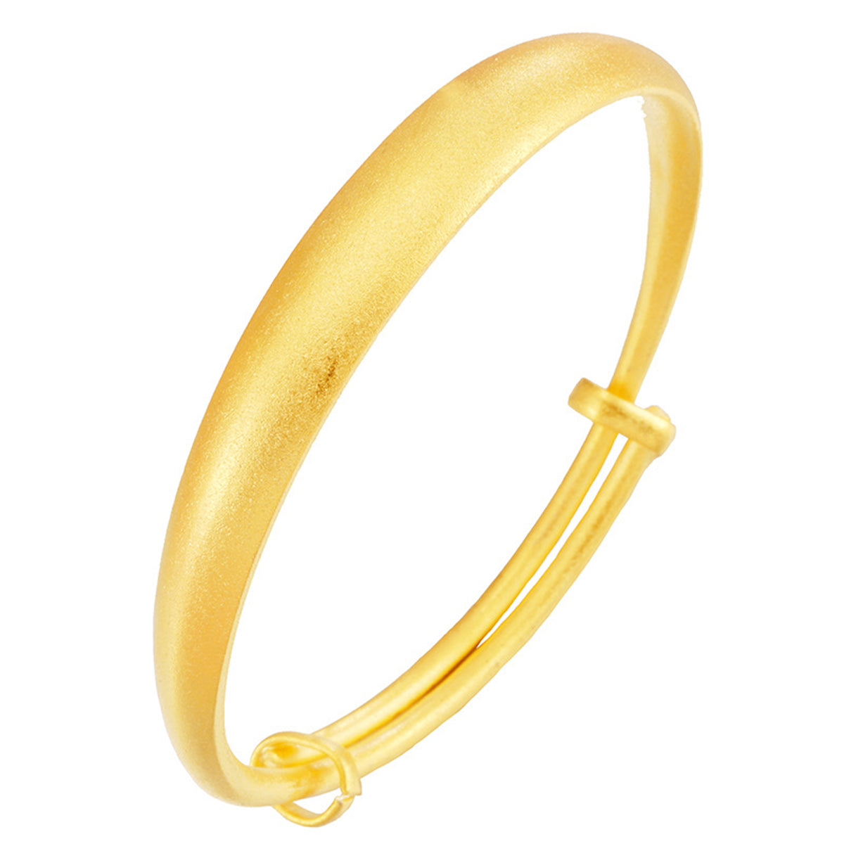 18K Gold-Plated Frosted Adjustable Bangle, gold bangle bracelet, vintage-inspired design, side view