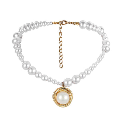 Pearl and 18K Gold-Plated Round Pendant Necklace, gold pendant necklace for women, elegant gift for her, side view