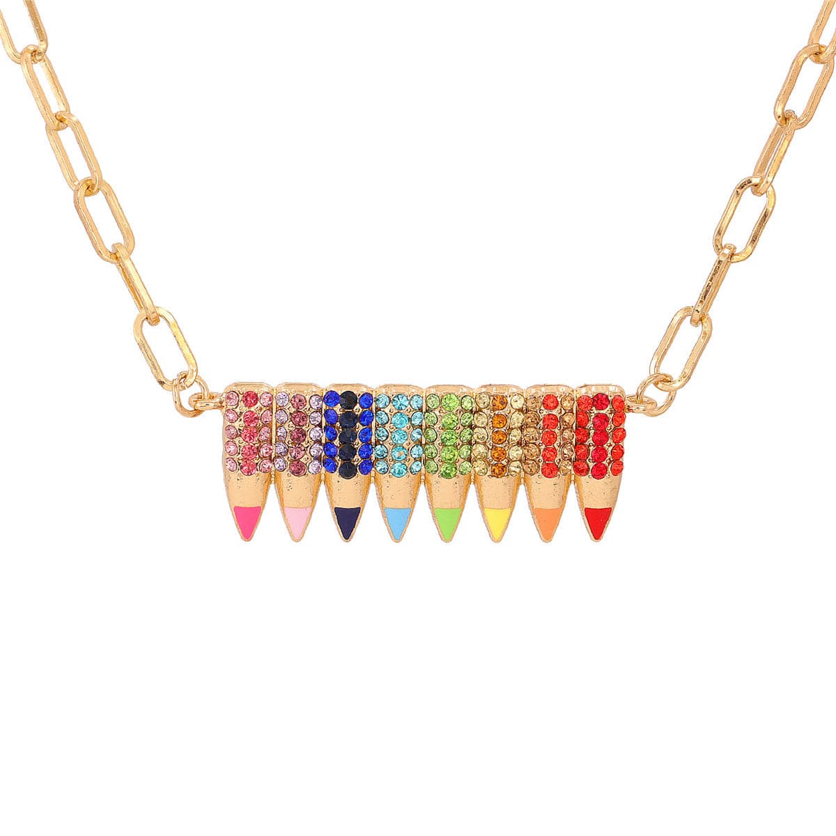 Cubic Zirconia & 18K Gold-Plated Pencil Pendant Necklace