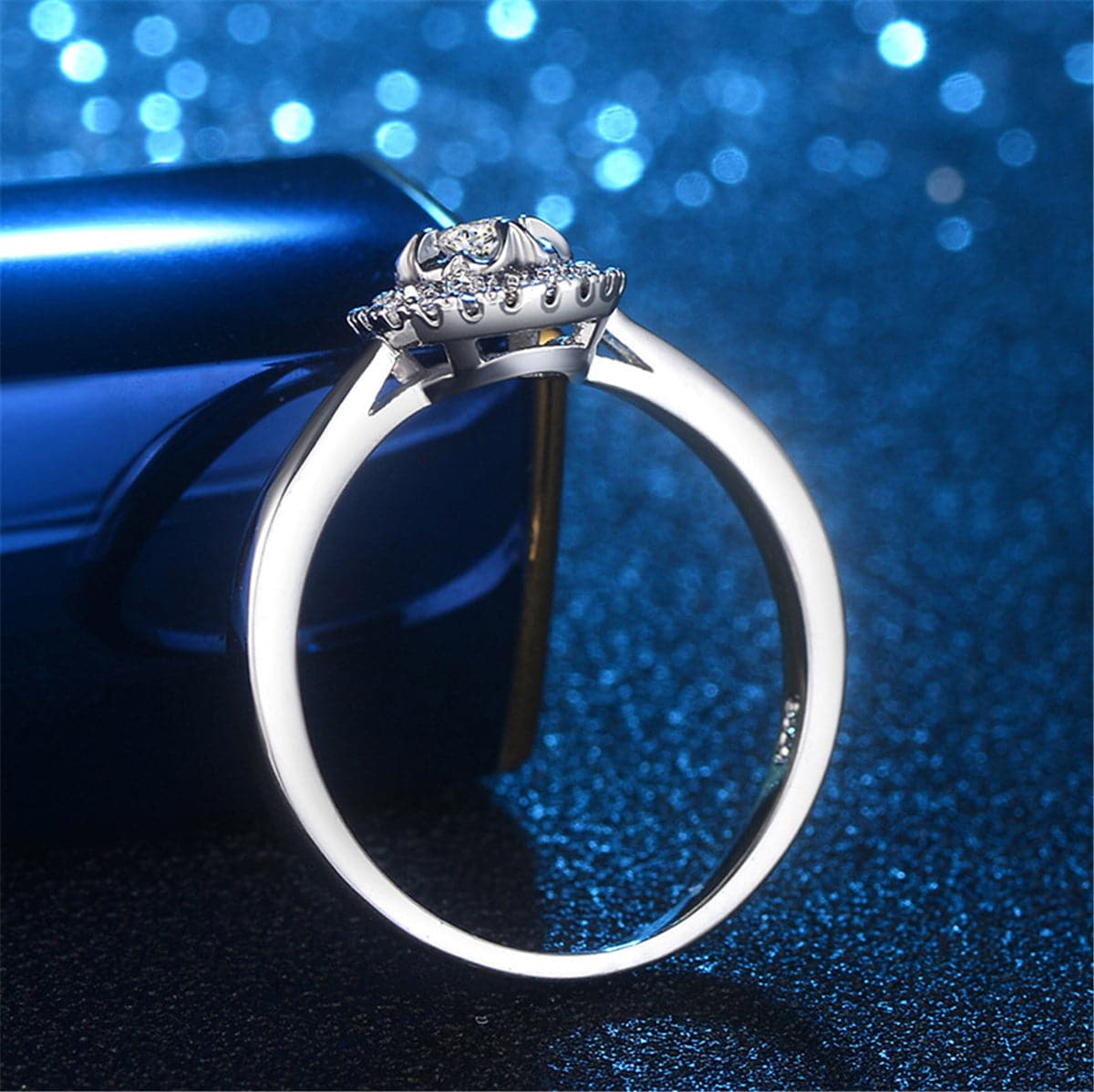 Cubic Zirconia & Silver-Plated Flower Ring