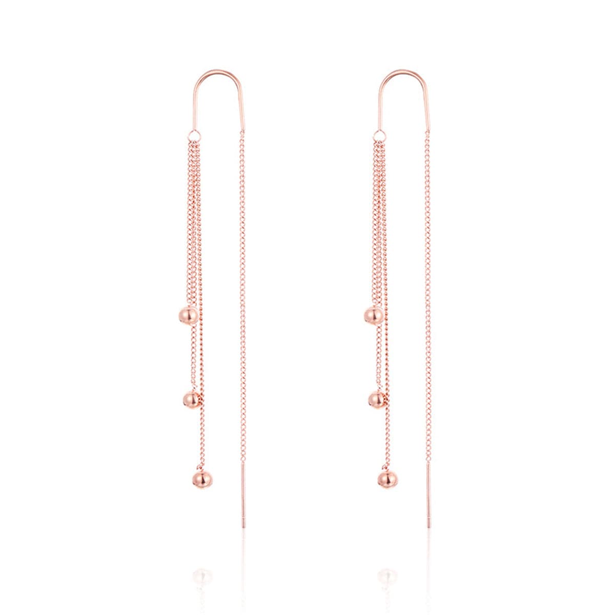 18K Rose Gold-Plated Beaded Tassel Drop Earrings