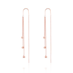 18K Rose Gold-Plated Beaded Tassel Drop Earrings