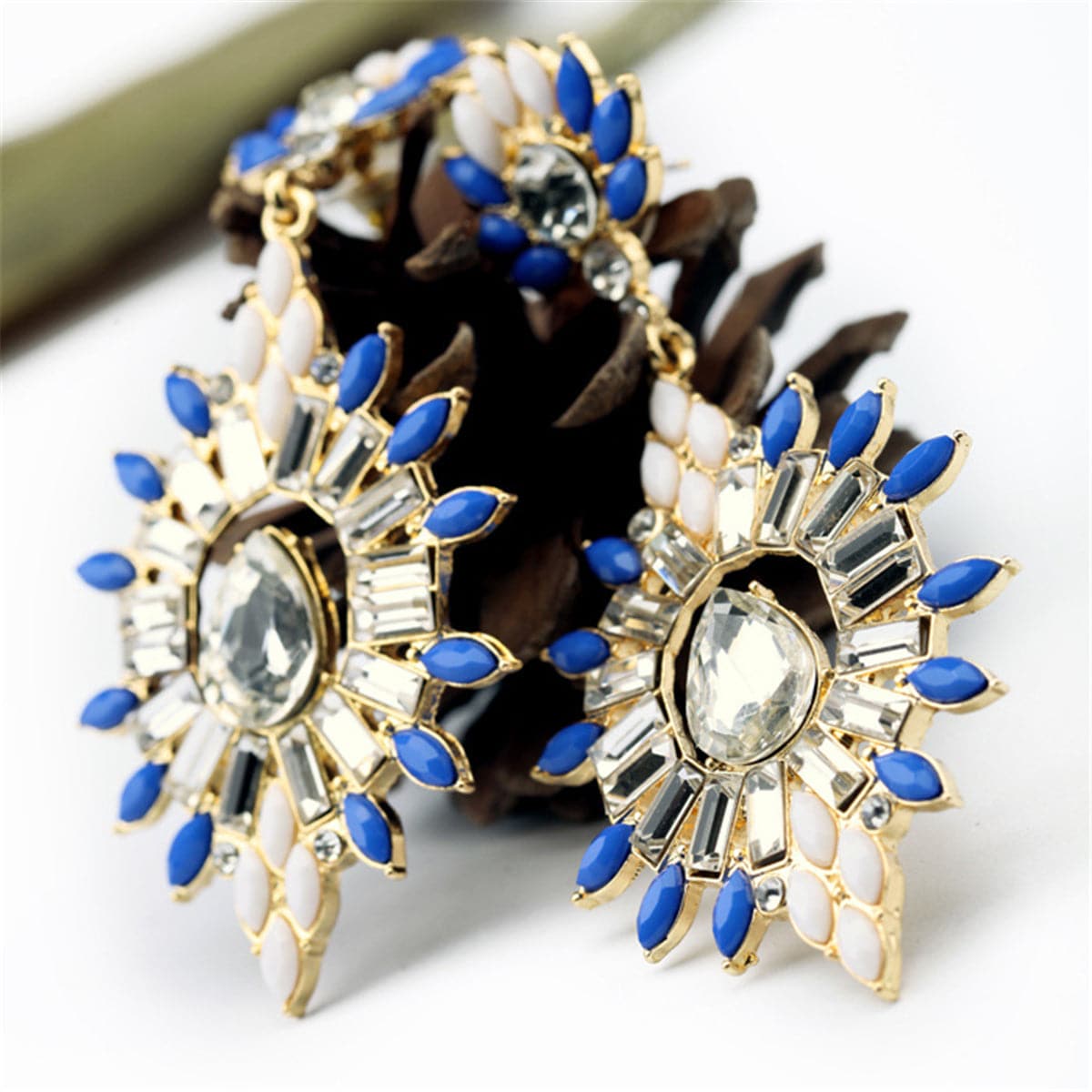 Cubic Zirconia & Resin 18K Gold-Plated Pear-Cut Statement Drop Earrings