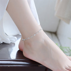 Silver-Plated Textured Bead Station Anklet