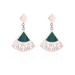 Green & 18K Rose Gold-Plated Filigree Triangle Drop Earrings