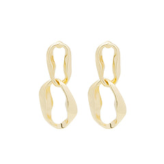 Stunning 18K gold-plated drop earrings with a unique twisted design, perfect for adding flair to any outfit.