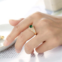 Green Crystal & Cubic Zirconia Twist Halo Ring