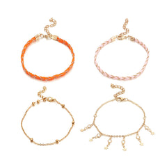 Cubic Zirconia & Orange Star Anklet Set