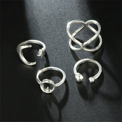 Cubic Zirconia & Silver-Plated X Celestial Bypass Ring Set