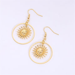 18K Gold-Plated Round Sun Drop Earrings