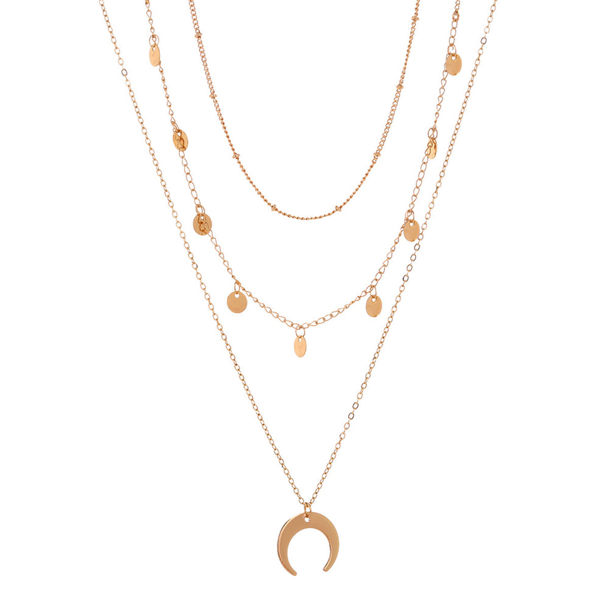 18K Gold-Plated Sequin & Moon Necklace Set