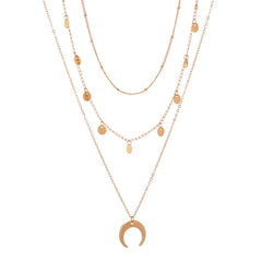 18K Gold-Plated Sequin & Moon Necklace Set