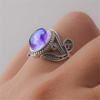 Purple Crystal & Silver-Plated Vine Ring