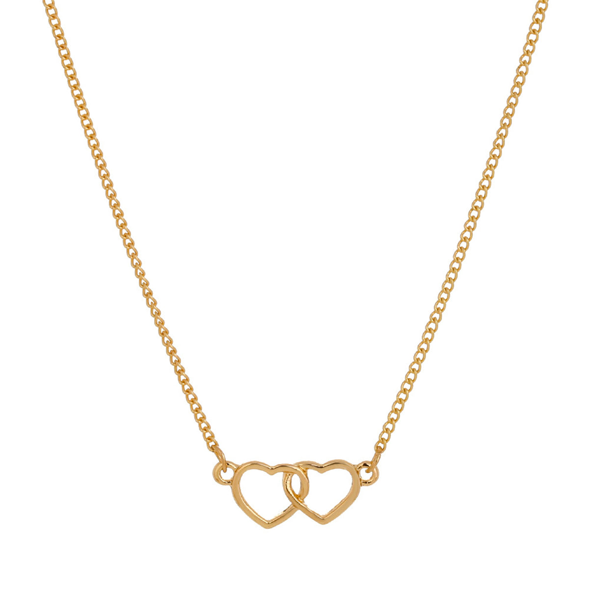 18K Gold-Plated Interlocked Heart Pendant Necklace