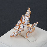Crystal & 18k Rose Gold-Plated Angel's Wing Open Ring - streetregion