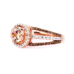 Champagne cubic zirconia & Crystal Round-Cut Halo Ring - streetregion