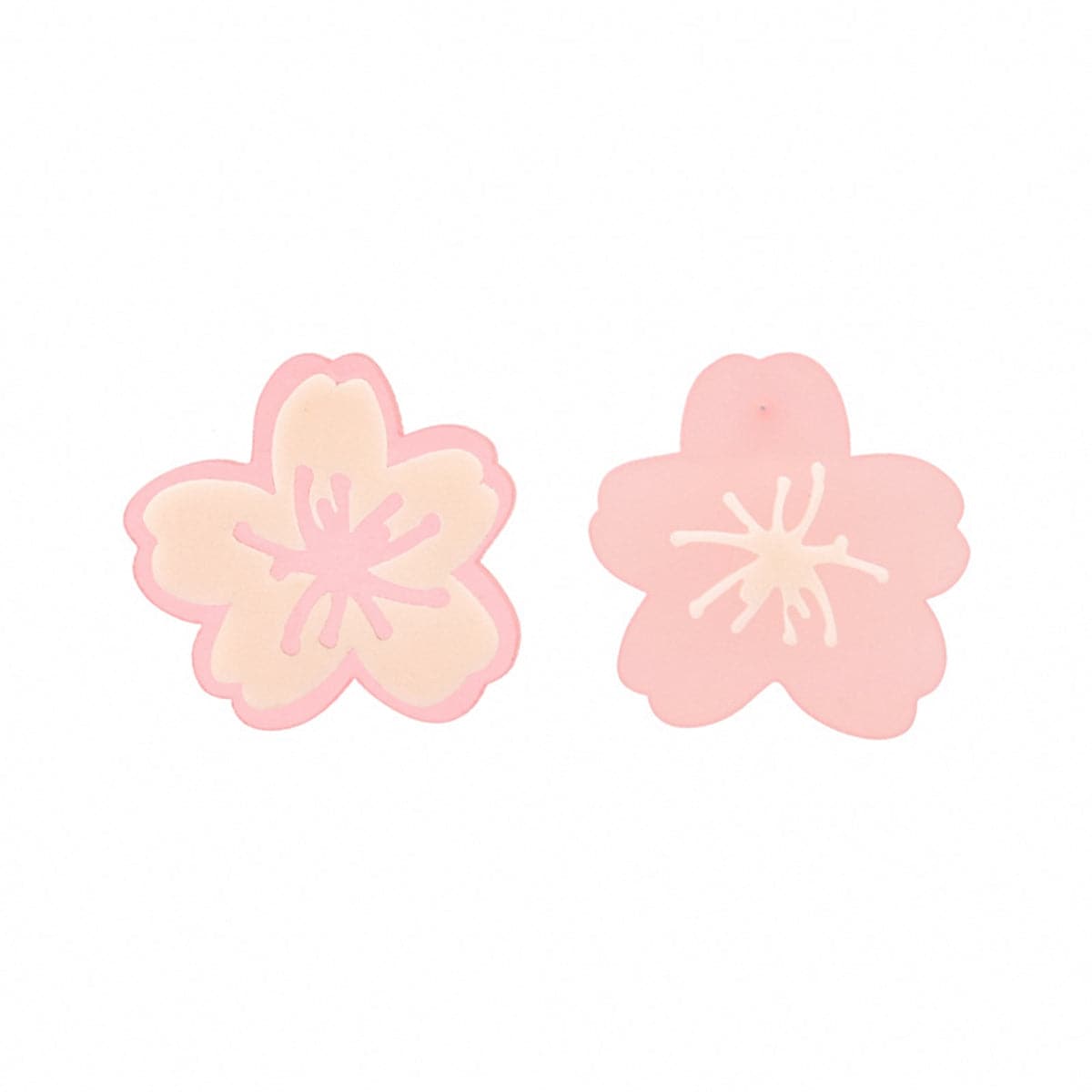 Pink Acrylic & 18K Gold-Plated Cherry Blossom Asymmetrical Stud Earrings