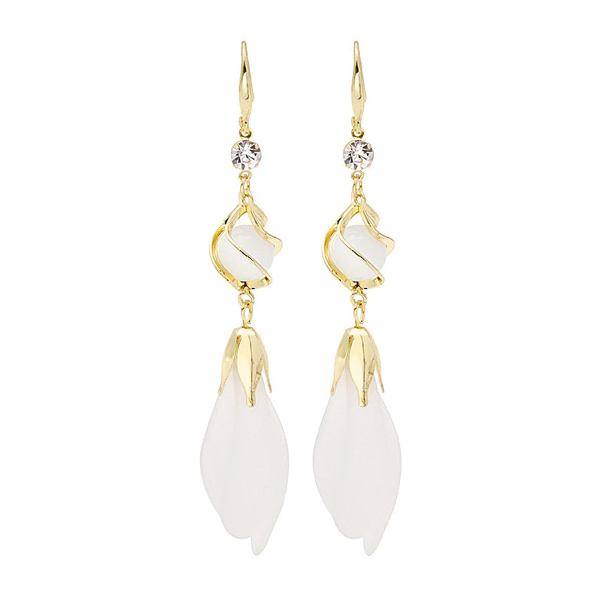 Cat-Eye & Cubic Zirconia Tiered Cage Tassel Drop Earrings