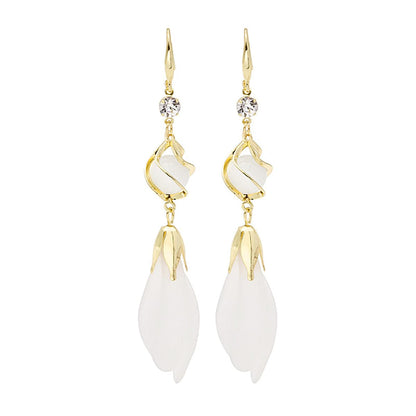 Cat-Eye & Cubic Zirconia Tiered Cage Tassel Drop Earrings